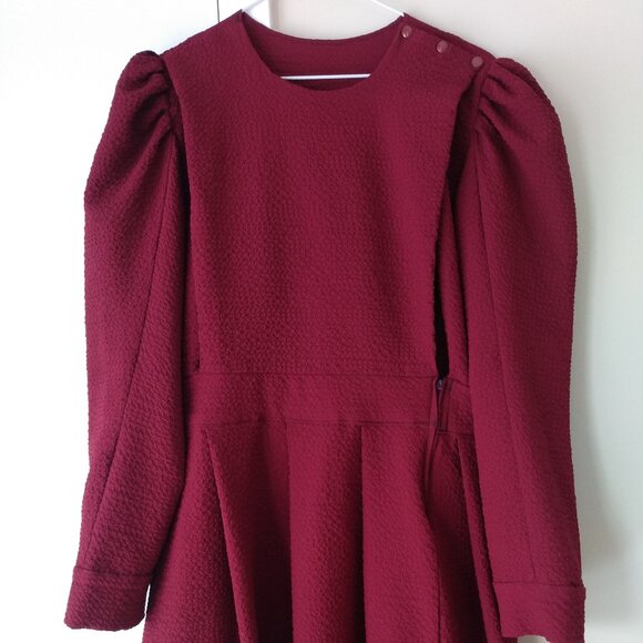 Mennonite Dress 41" Bust 36" Waist Old Colony Cape Bodice Stretchy Burgundy - Picture 1 of 12